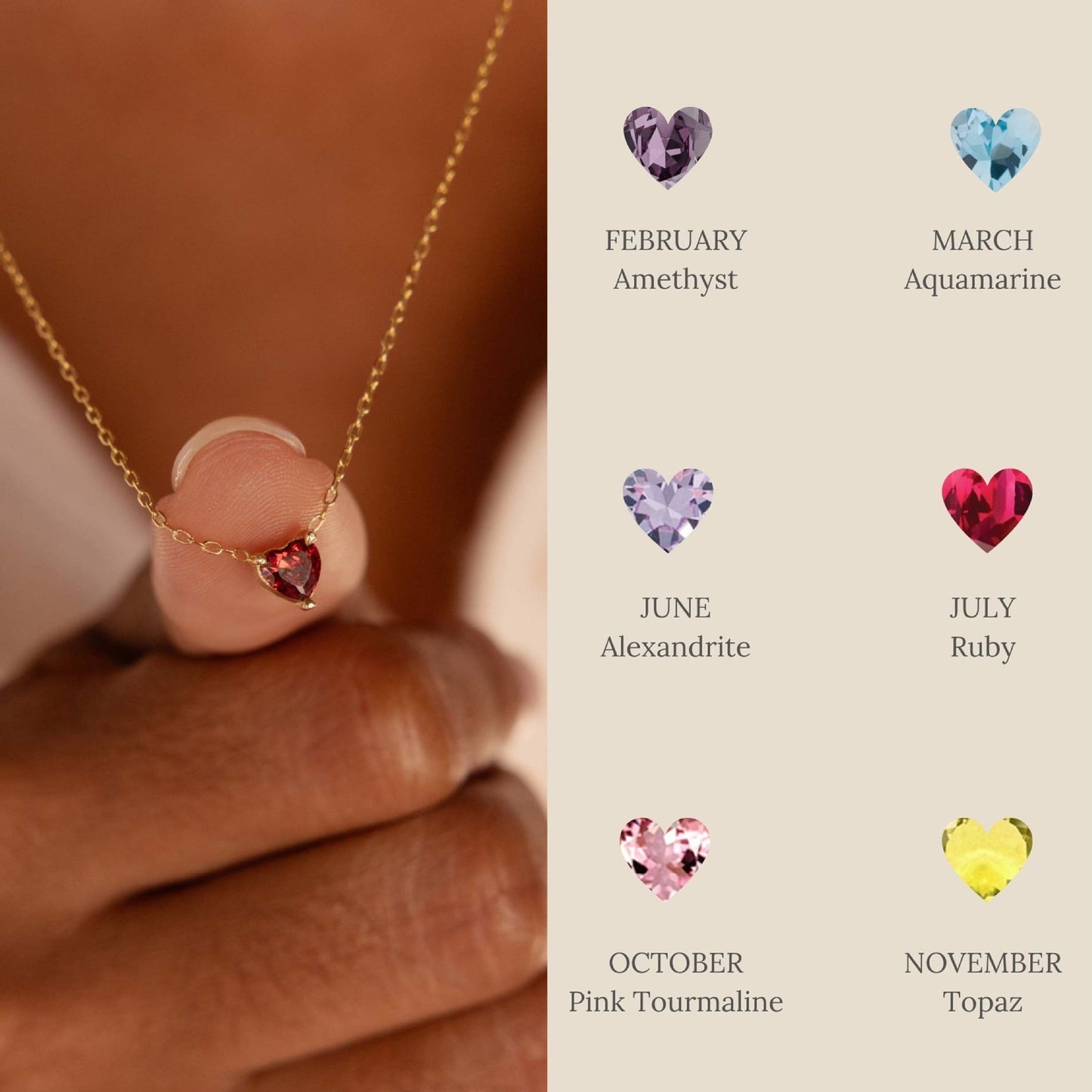 Elegant Titanium Steel Plated Heart Geometric Pendant Necklace with Birthstones