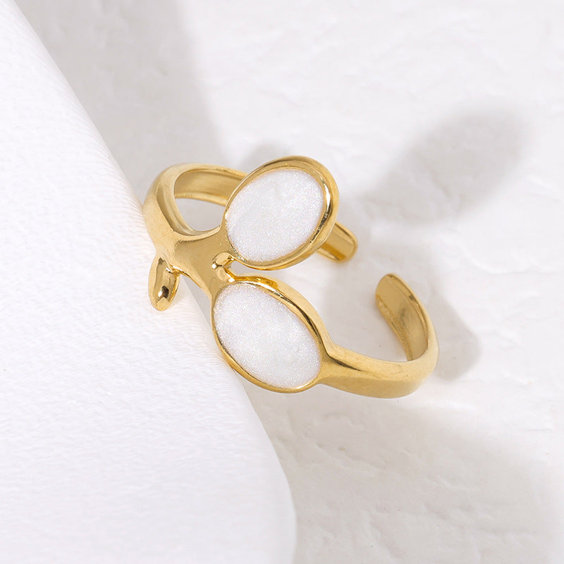 Anello Aperto Floreale Minimalista in Acciaio Inossidabile Placcato Oro da Donna Gioielli di Lusso