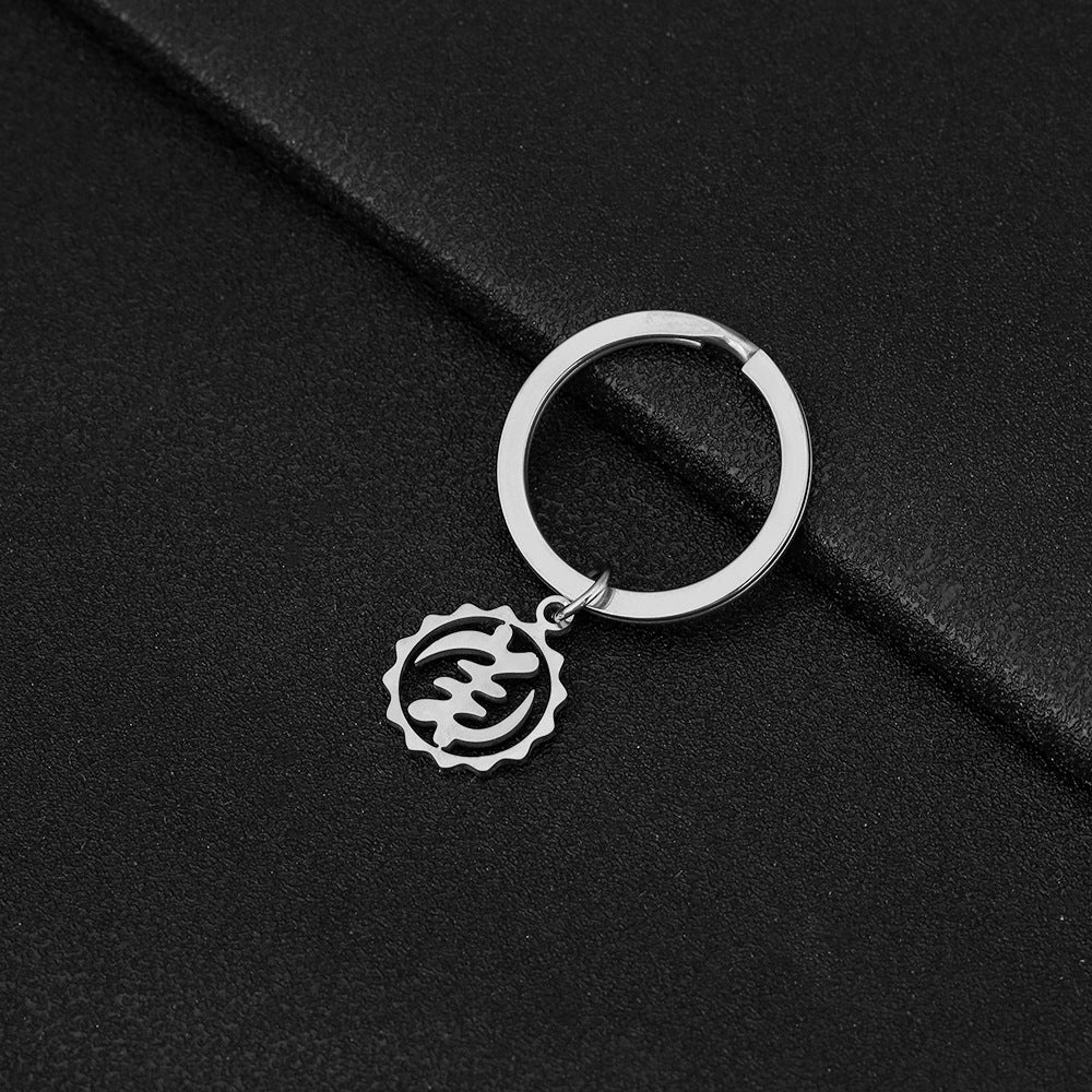 Portachiavi con Pendente Simbolo Etnico Africano in Acciaio al Titanio per Uomo e Donna, Accessorio di Moda Unisex