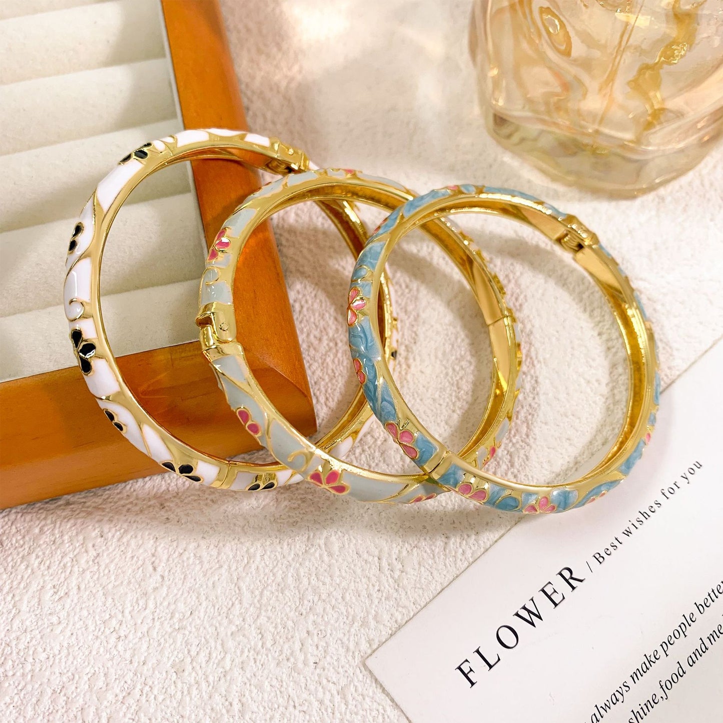 Bracciale rigido in lega smaltata di lusso vintage, design geometrico rotondo ovale, gioielli alla moda