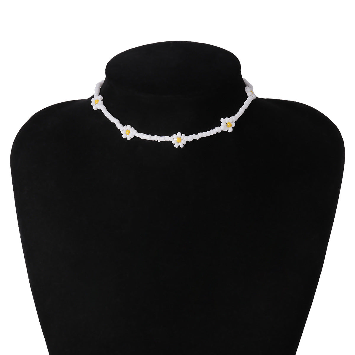 Collana da donna minimalista rustica con perline, floreale, geometrica, fatta a mano