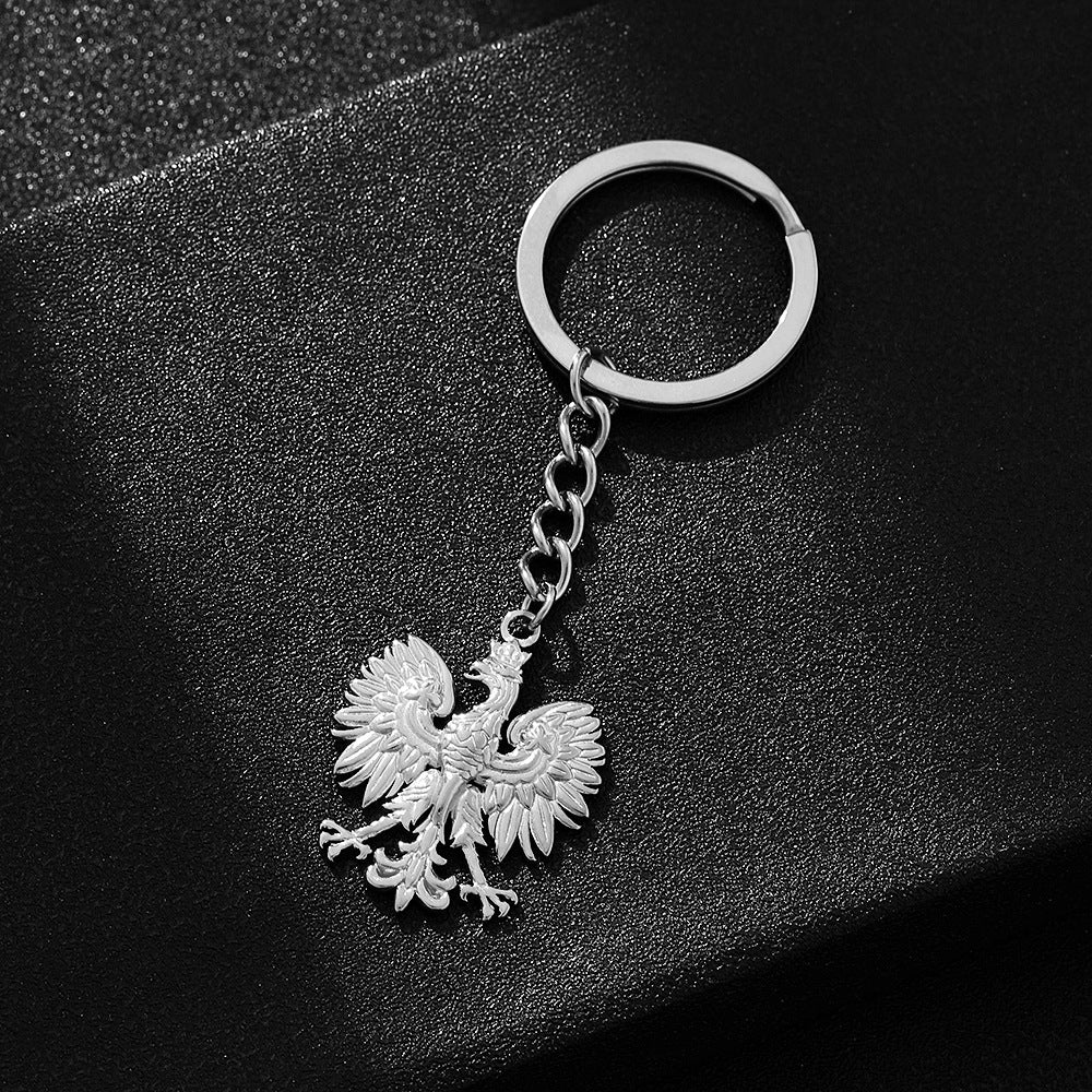 Portachiavi con pendente vintage aquila polacca etnica in acciaio al titanio accessorio unisex