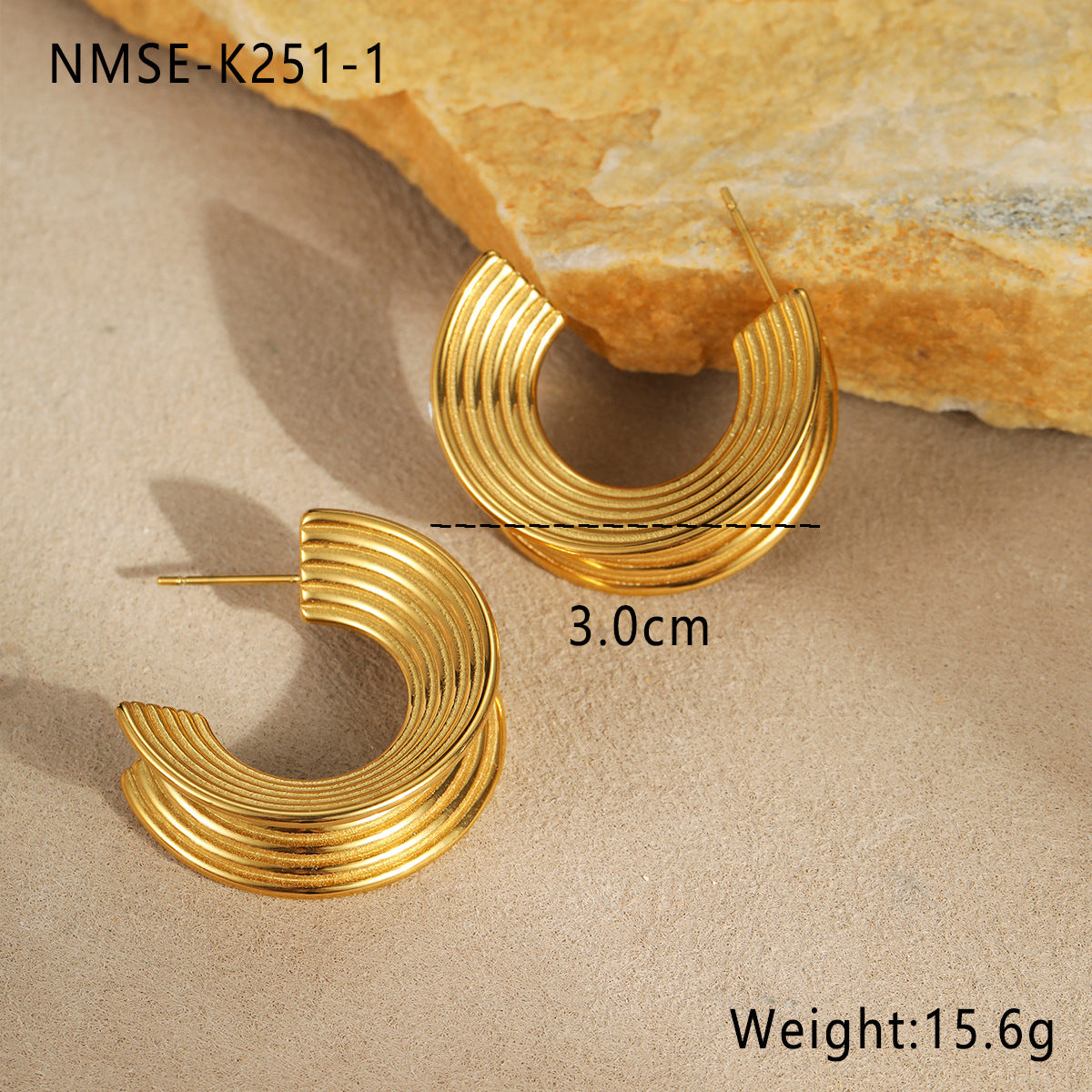 Pendientes de aro minimalistas de acero de titanio estilo francés para mujer con acabado galvanizado y diseño circular geométrico