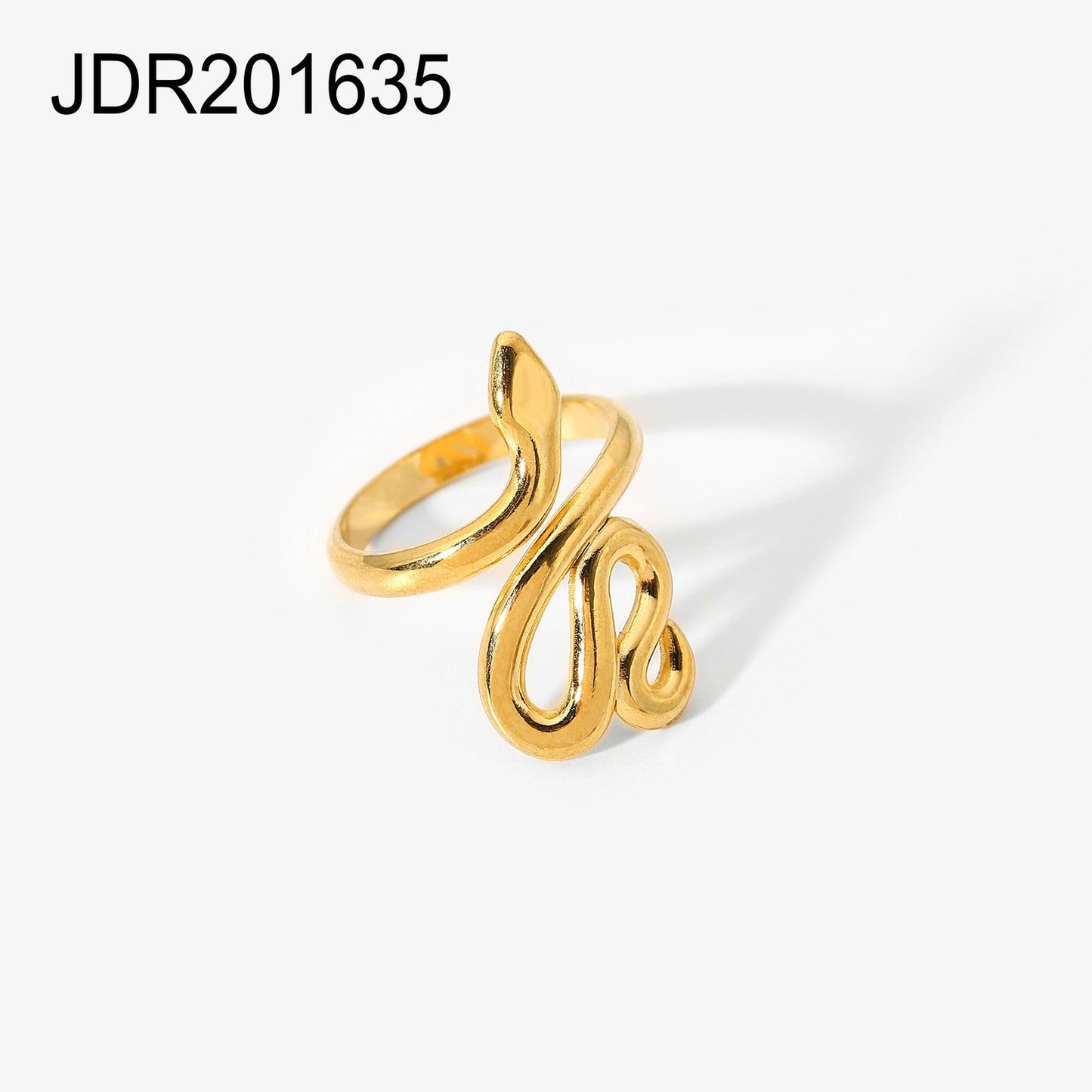 Anello aperto in acciaio al titanio a forma di serpente in stile vintage con intarsio di strass da donna