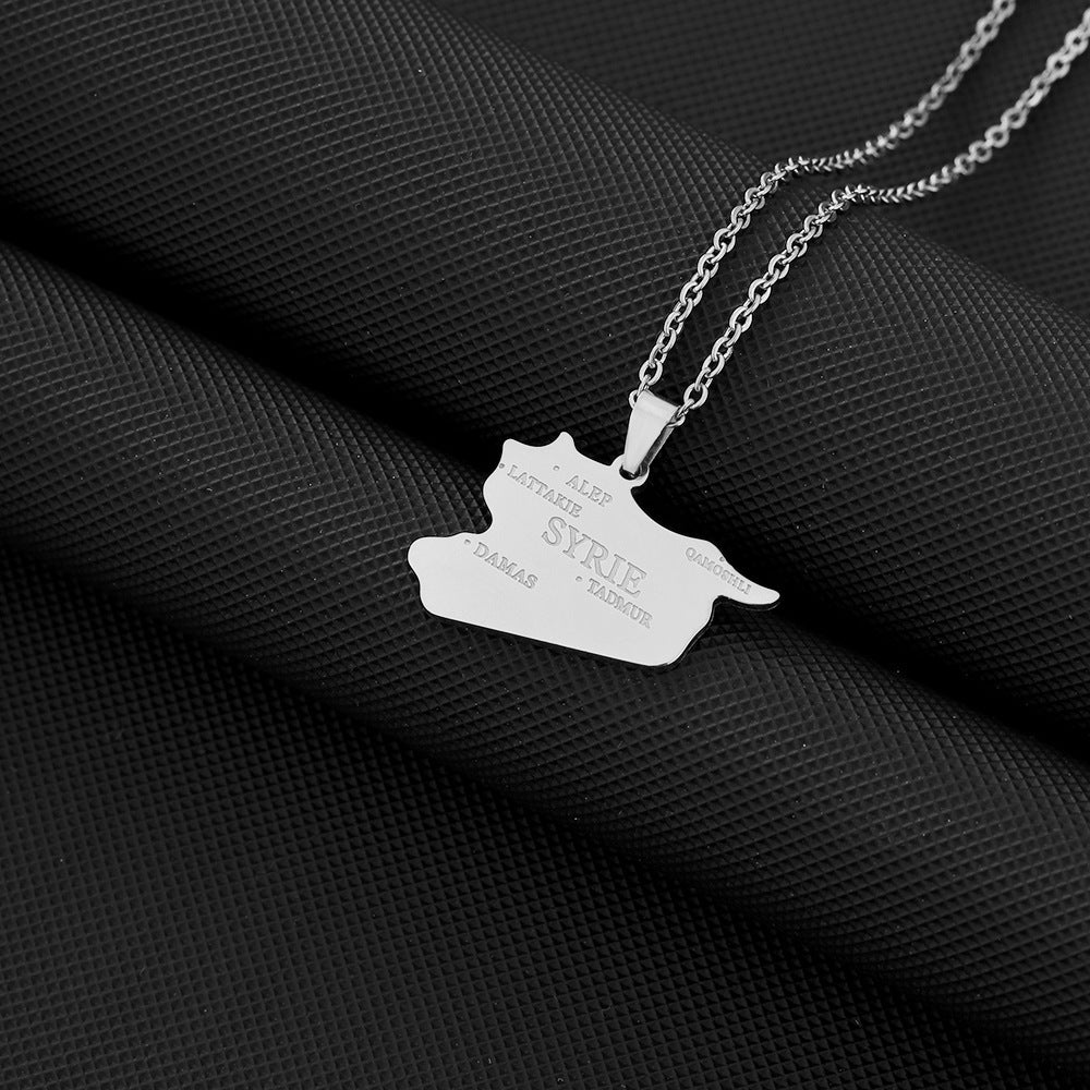 Collar con colgante geométrico minimalista de acero de titanio con acabado chapado y cadena tipo O, unisex, para uso diario