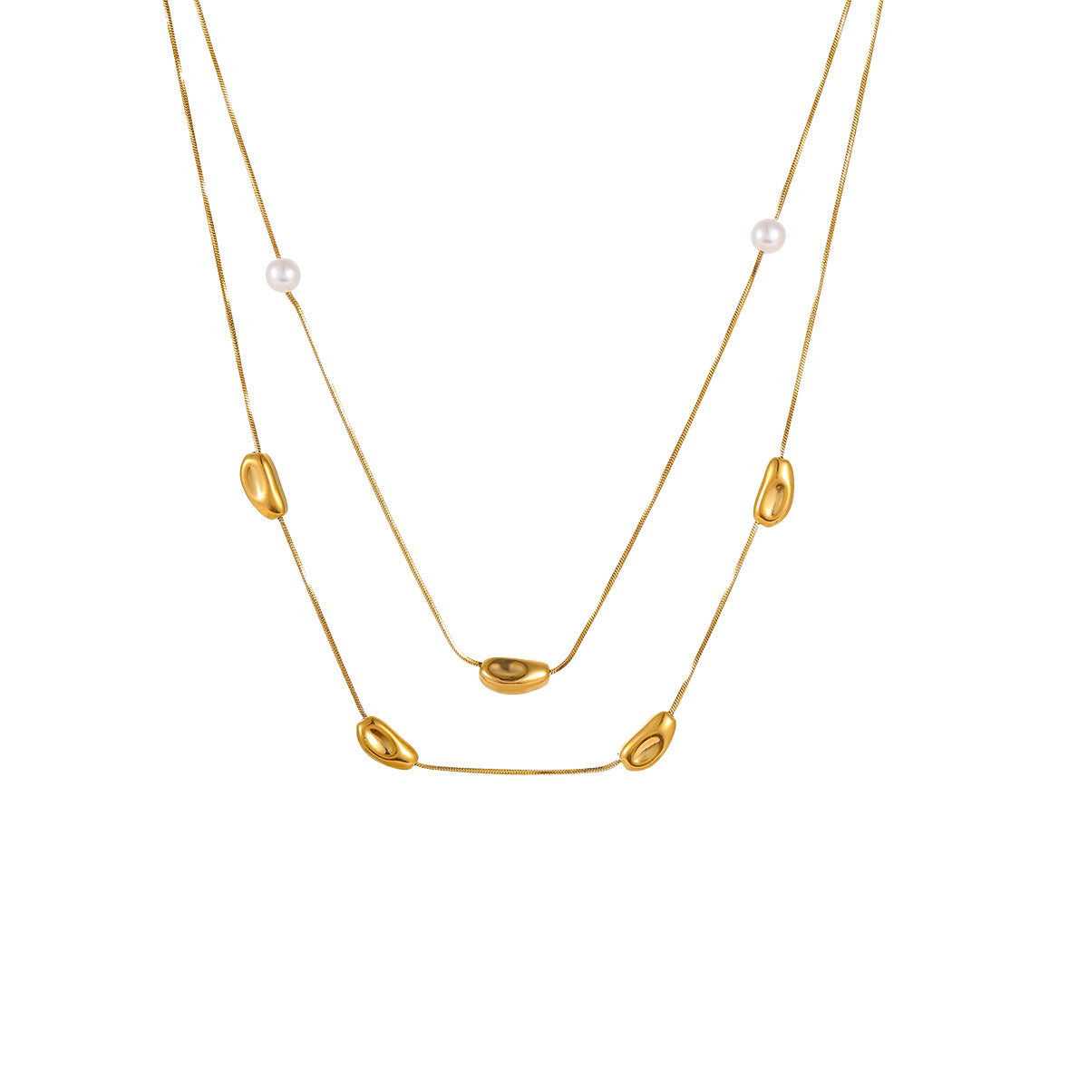 Collar Minimalista de Acero de Titanio Geométrico con Acabado Chapado para Mujer, Joyería de Cadena con Colgante de Lujo Ligero