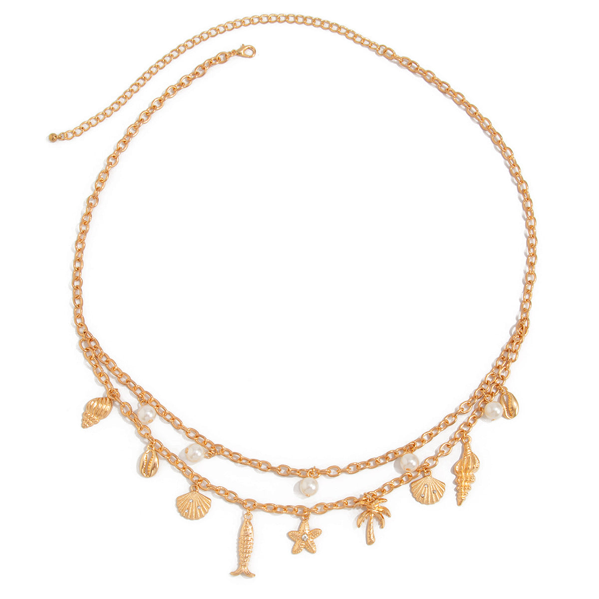 Bohemian Zinc Alloy Polished Starfish Shell Body Chain Waist Jewelry for Women