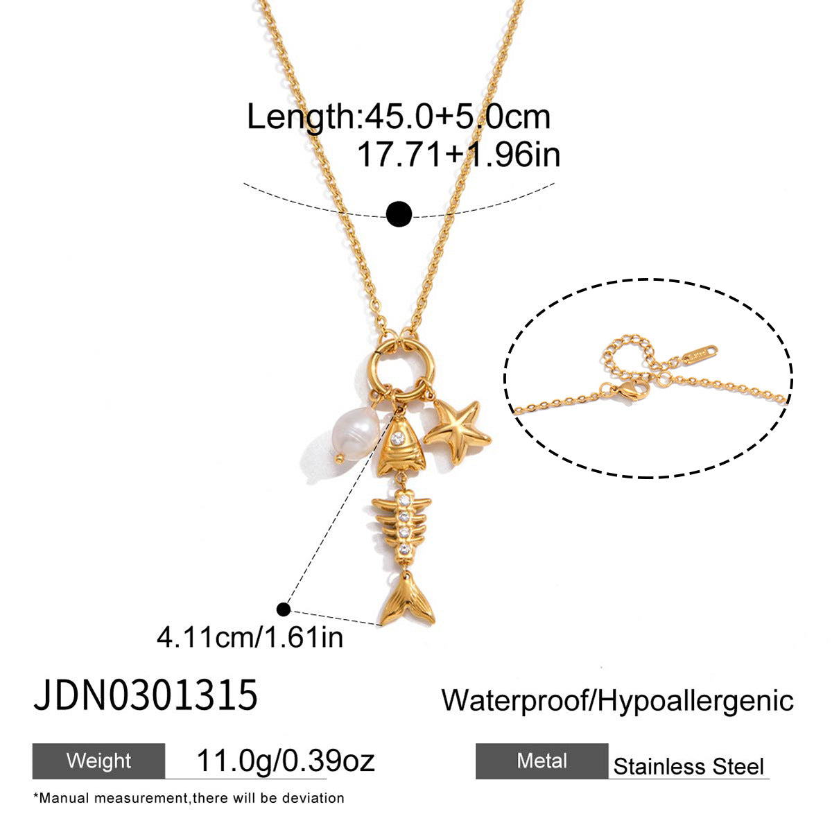 Fish Shape Titanium Steel Pendant Stainless Steel Plated Necklace and Earring Set for Women
