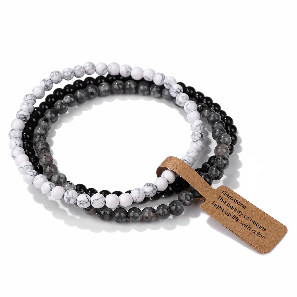 Vintage Geometric Agate Beaded Bracelet Unisex Natural Stone Jewelry