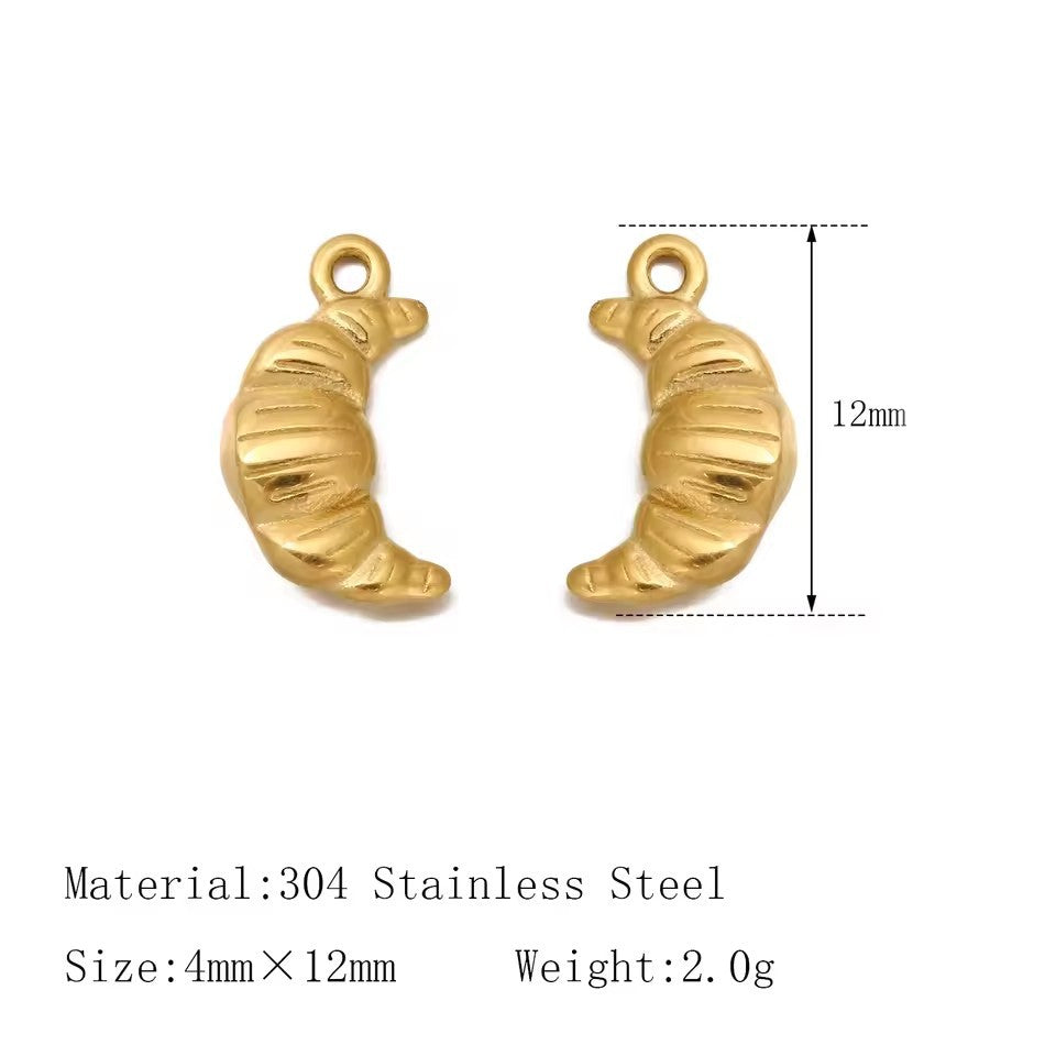 Vintage 18K Gold Plated Stainless Steel Fruit Pendant Charm Bar for Women