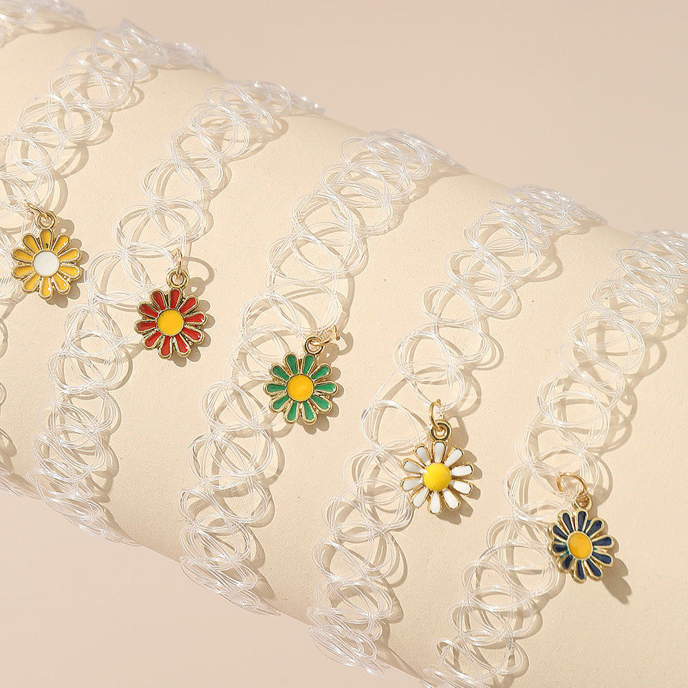 Bracciale in lega minimalista a forma di margherita per bambine dai 6 ai 10 anni, design floreale, accessorio estivo