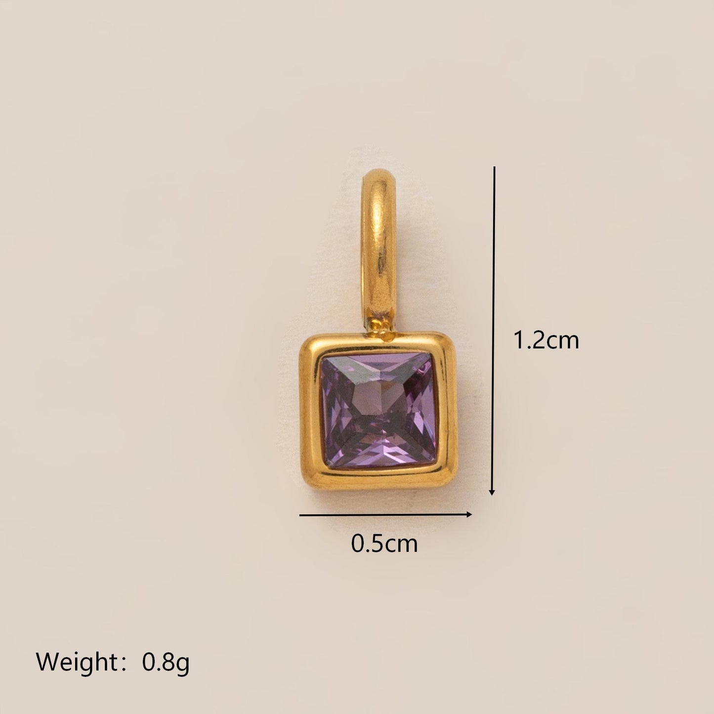 Minimalist Square Stainless Steel Pendant with Cubic Zirconia Inlay Titanium Steel Corn Chain Necklace for Women DIY Charm Bar