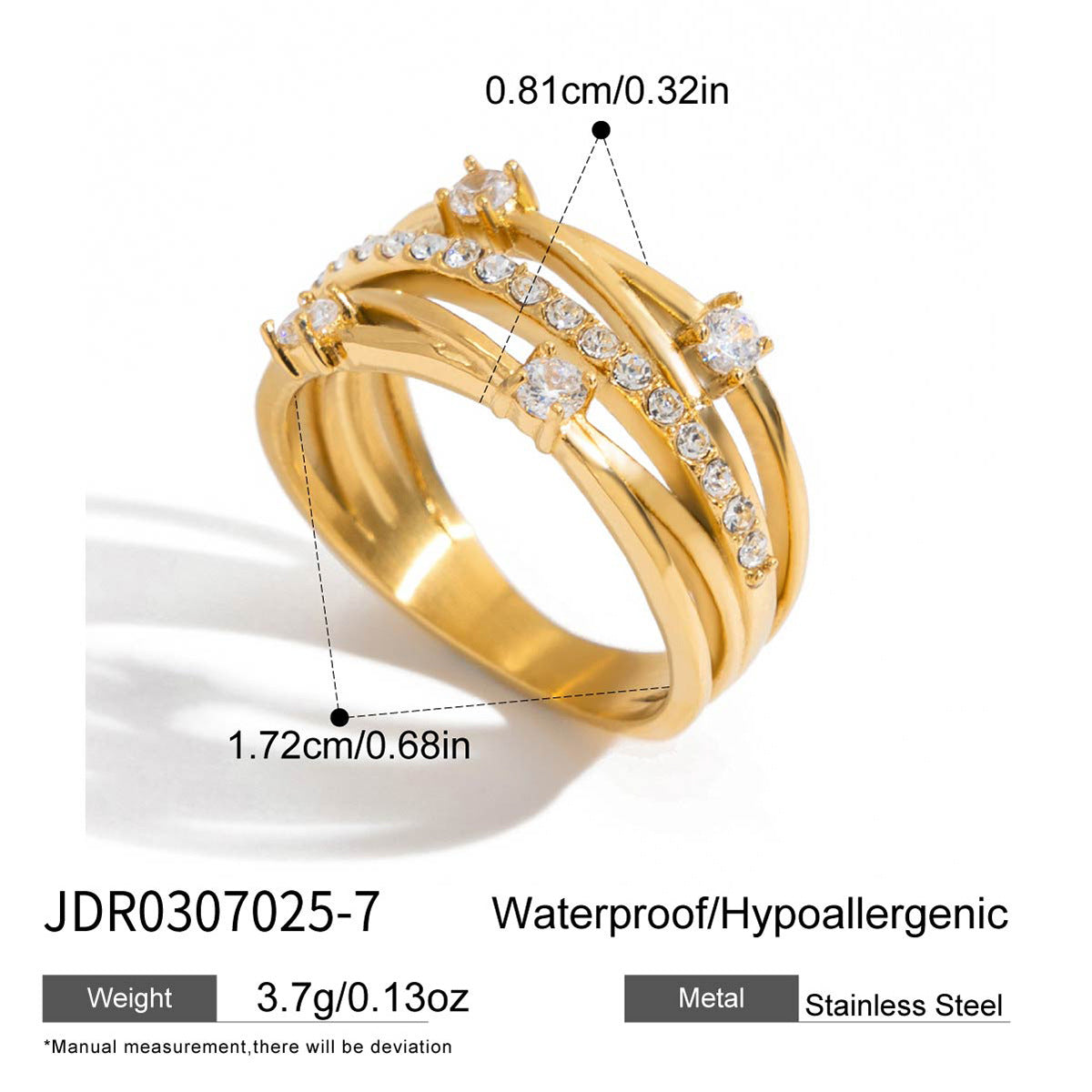 Anello da donna in acciaio al titanio geometrico goffrato pizzo con finitura placcata, accessorio di moda in acciaio inossidabile