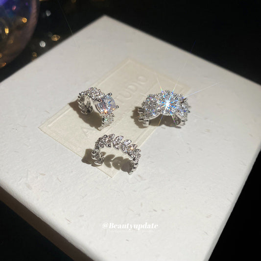 Pendientes Minimalistas de Circón Redondo para Mujer, Clips Geométricos de Cobre para Hueso de la Oreja, Accesorio de Moda de Lujo