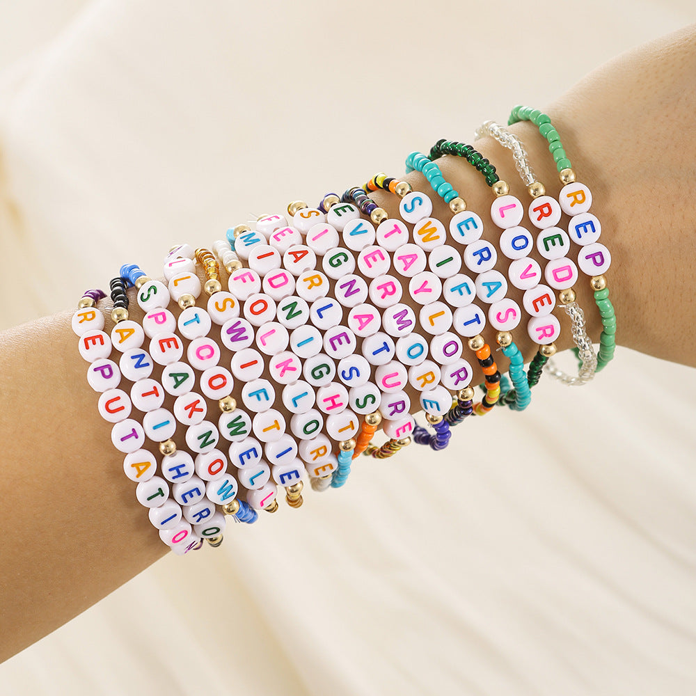 Bohemian Geometric Round Acrylic Beaded Bracelet Set