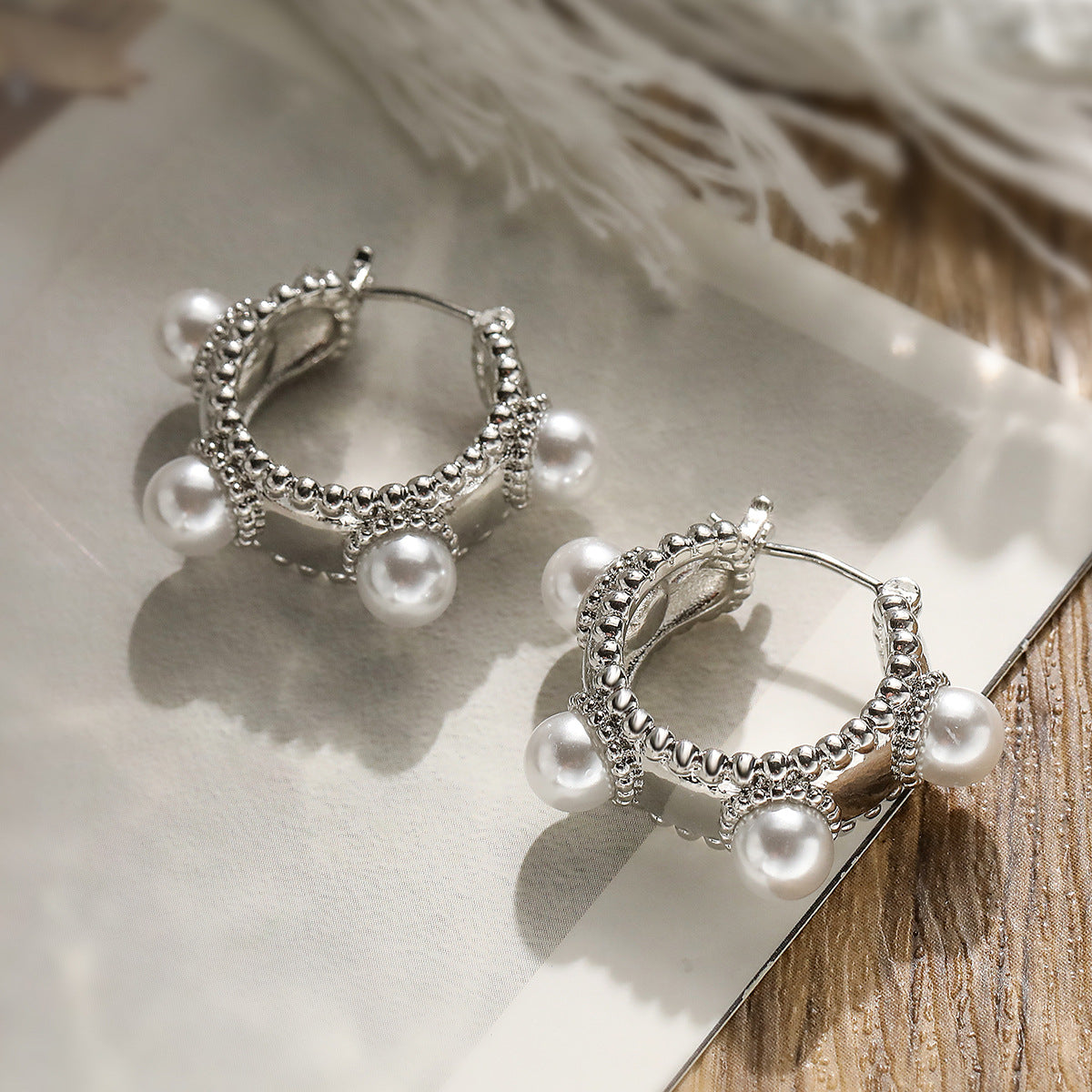 Minimalist Geometric Copper Ear Cuffs with Gold Plating and Micro-Pave Pearl Accents for Women
