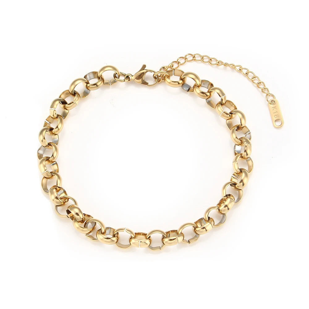 Minimalist Geometric Pendant Necklace for Women Stainless Steel with 18K Gold Plating Double-Layer Snake Chain