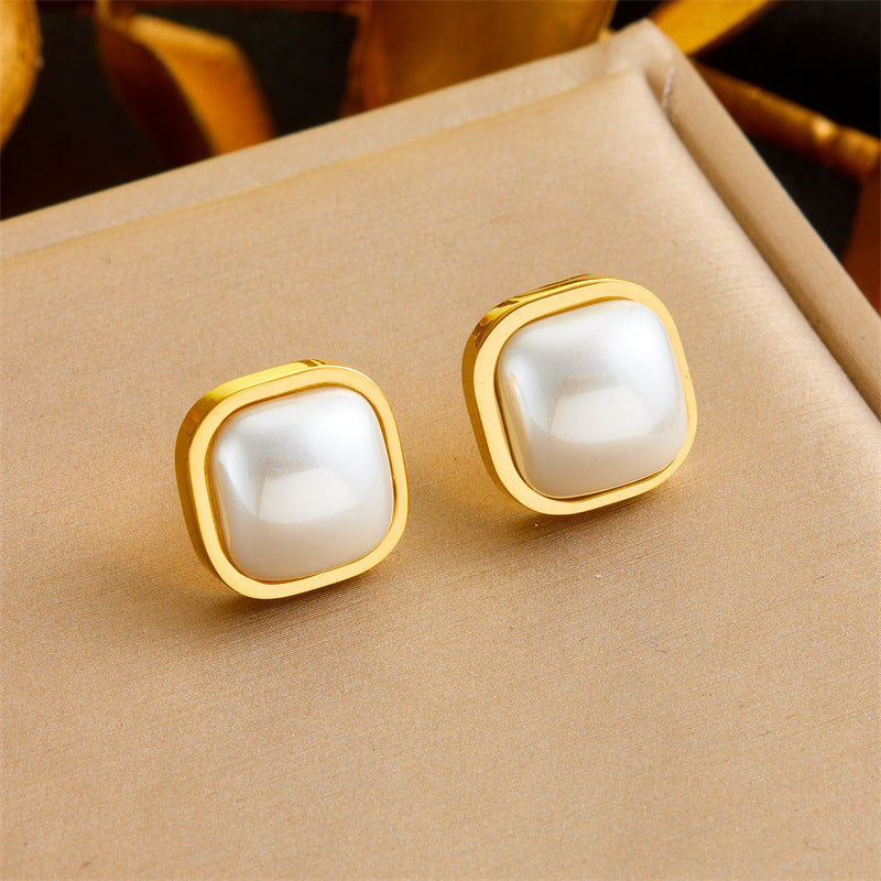 Vintage Minimalist Business Casual Plated Stainless Steel Geometric Earrings
