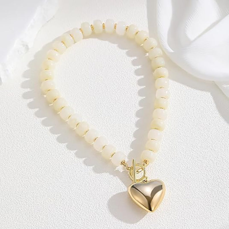 Vintage Bohemian Heart Resin Acrylic Pendant Necklace for Women