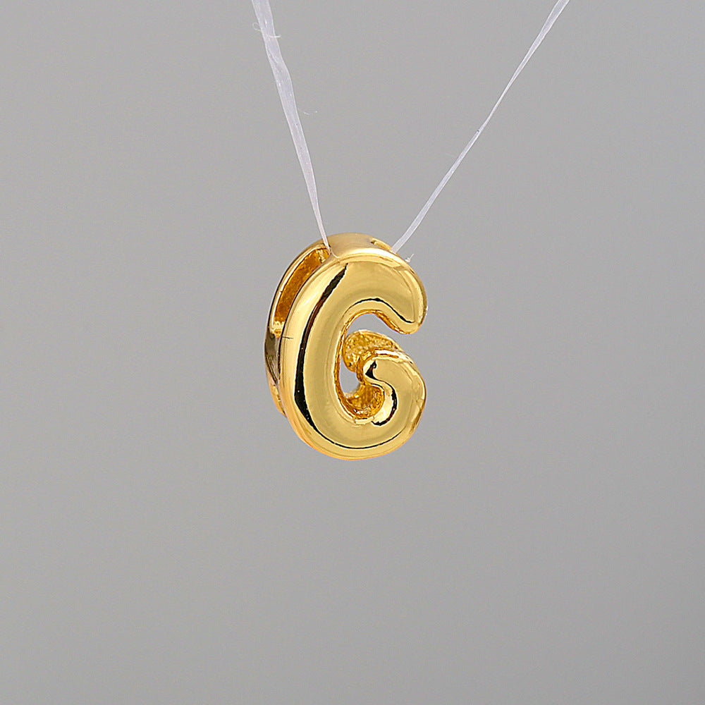Gold Plated Brass Letter Pendant Stainless Steel Box Chain Necklace Charm Bar