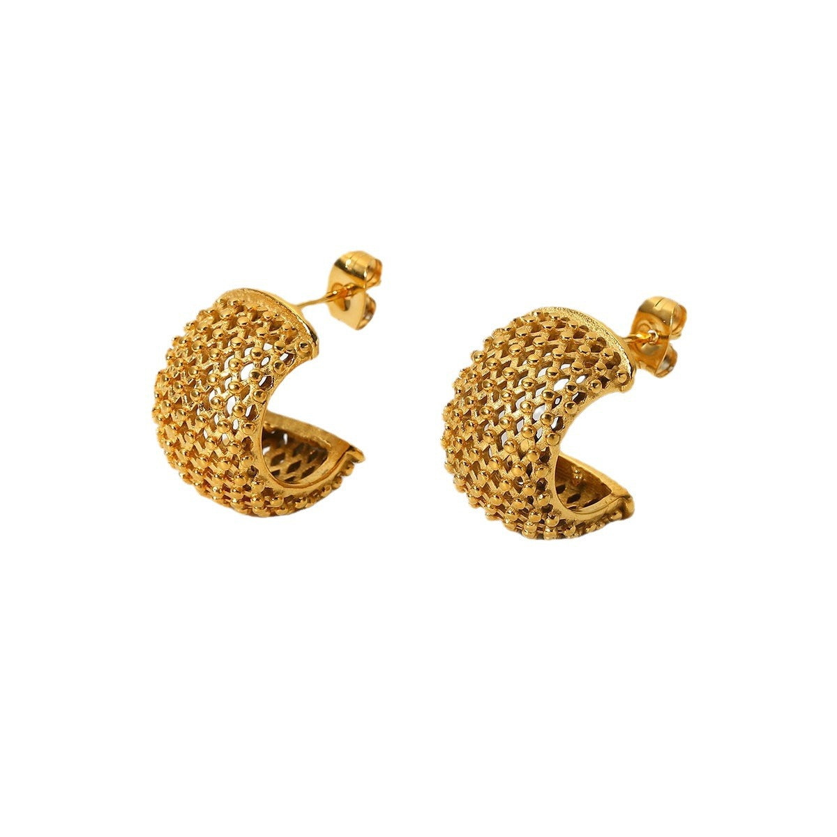Aretes de Acero Inoxidable con Baño de Oro de 18K y Diseño Geométrico Moderno para Mujer