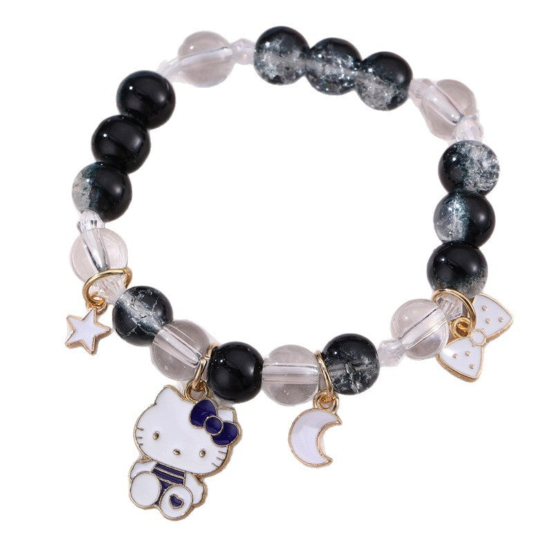 Linda pulsera infantil con temática de princesa, cuentas redondas y detalles de cristal transparente para niñas de 6 a 10 años