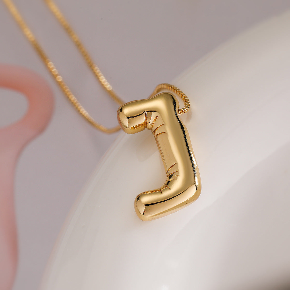 Minimalist Irregular Geometric Letter Balloon Pendant Necklace for Women