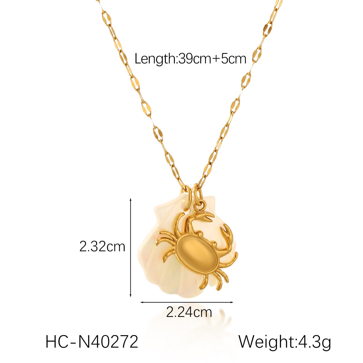 Collana da donna con ciondolo a stella marina, cavalluccio marino e conchiglia in acciaio inossidabile placcato oro 18 carati stile Ins
