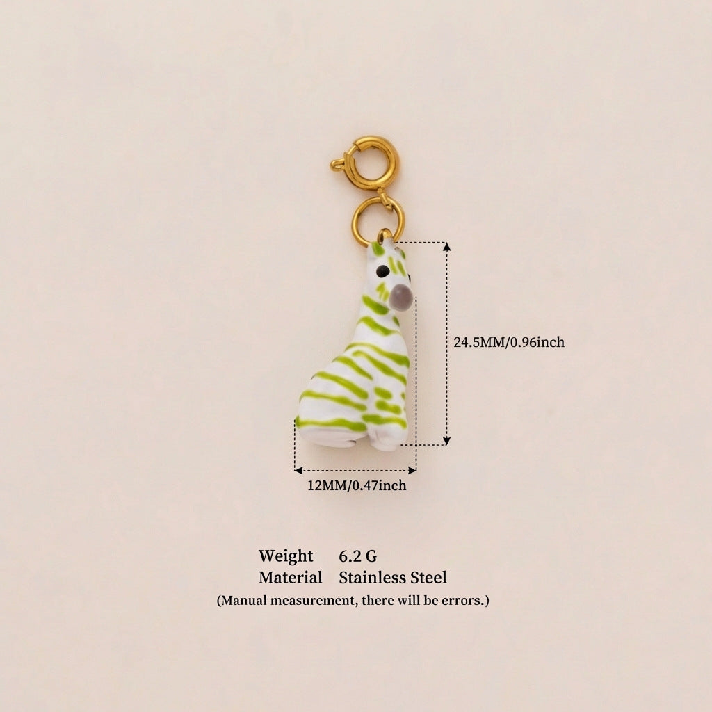 Vintage 18K Gold Plated Stainless Steel Animal Pendant Charm Bar for Women