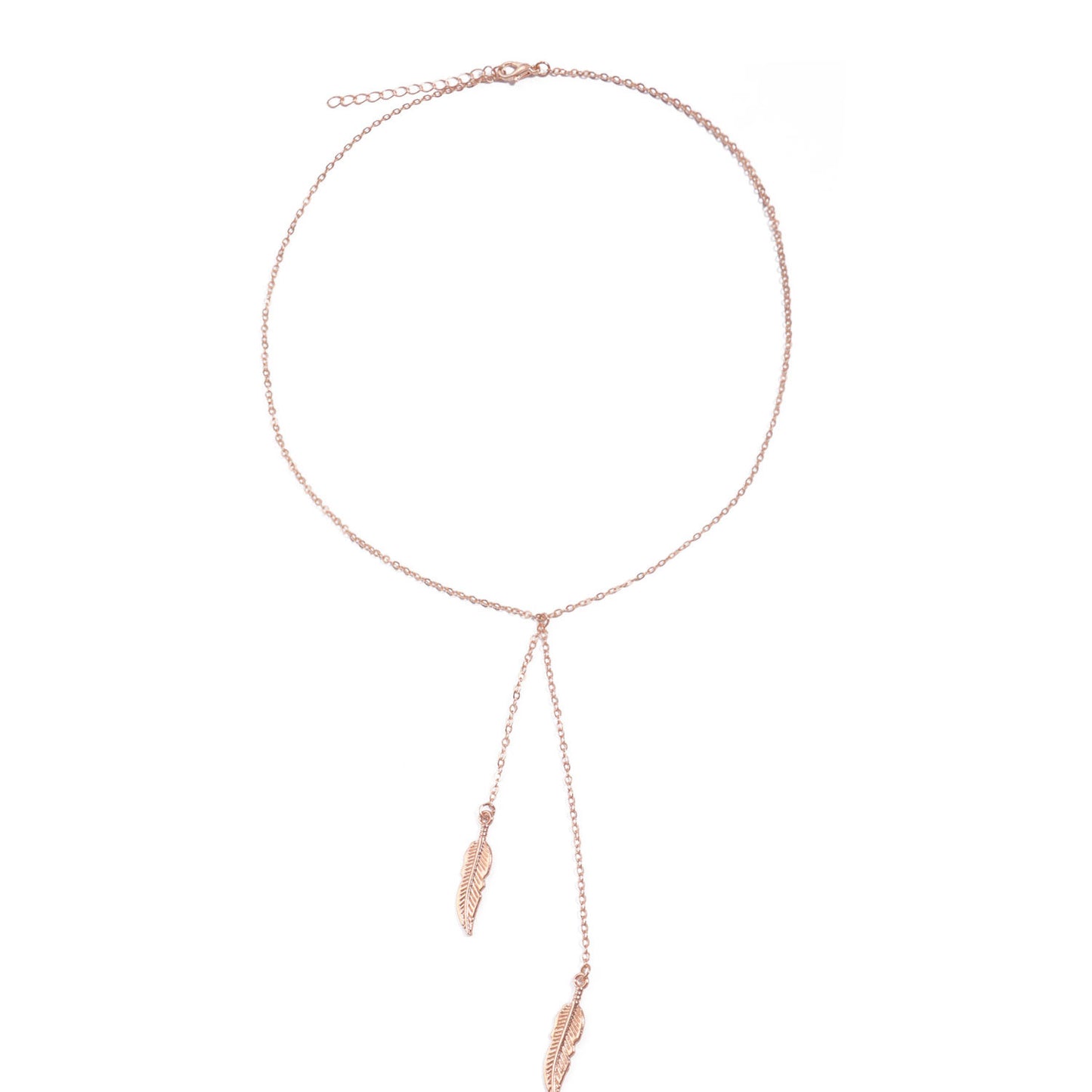 Minimalist Alloy Leaf Pendant Necklace for Women with Electroplated Finish and Y-Shaped Chain