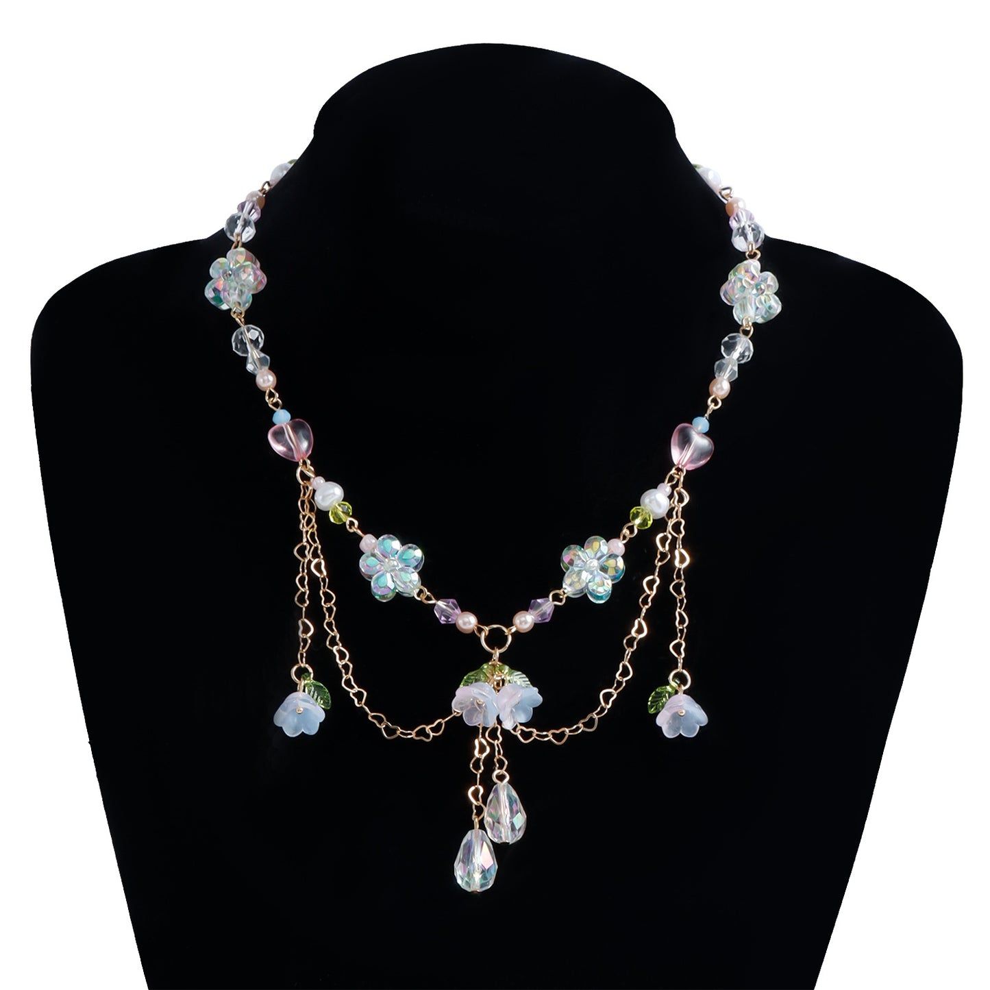 Collana choker in lega a forma di cuore stile Y2K da donna con strass e finitura placcata