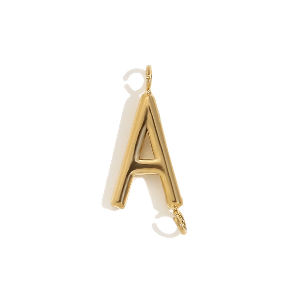 Minimalist 18K Gold Plated Stainless Steel Letter Charm Bar