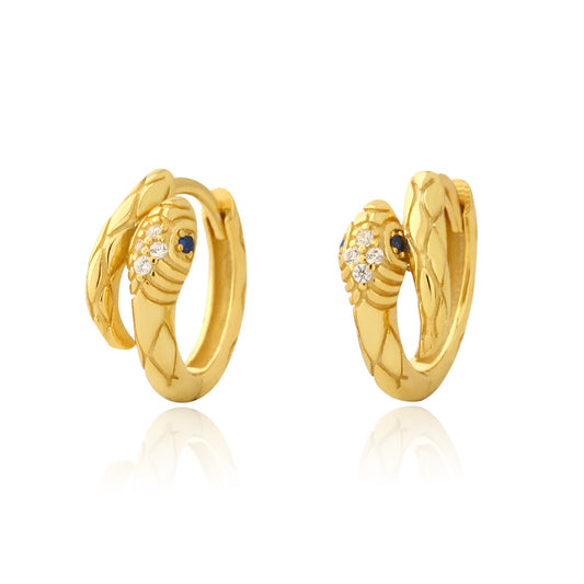 Minimalist Snake-Shaped S925 Sterling Silver Ear Cuffs with Rhinestone Inlay for Unisex Wear