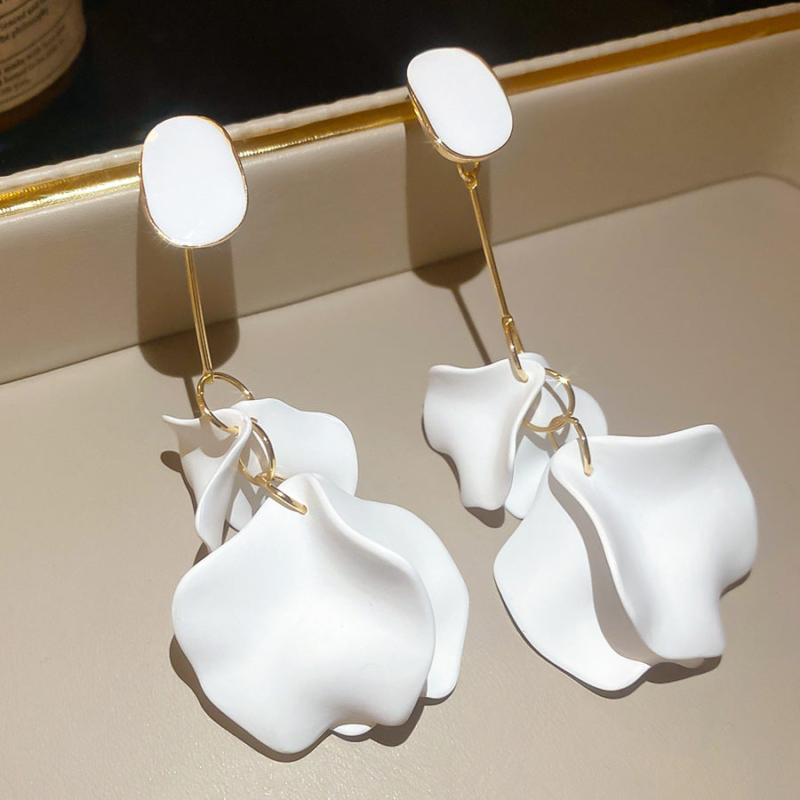 Fashionable Acrylic Flower-Shaped Dangle Stud Earrings with Plated Steel Posts for Women