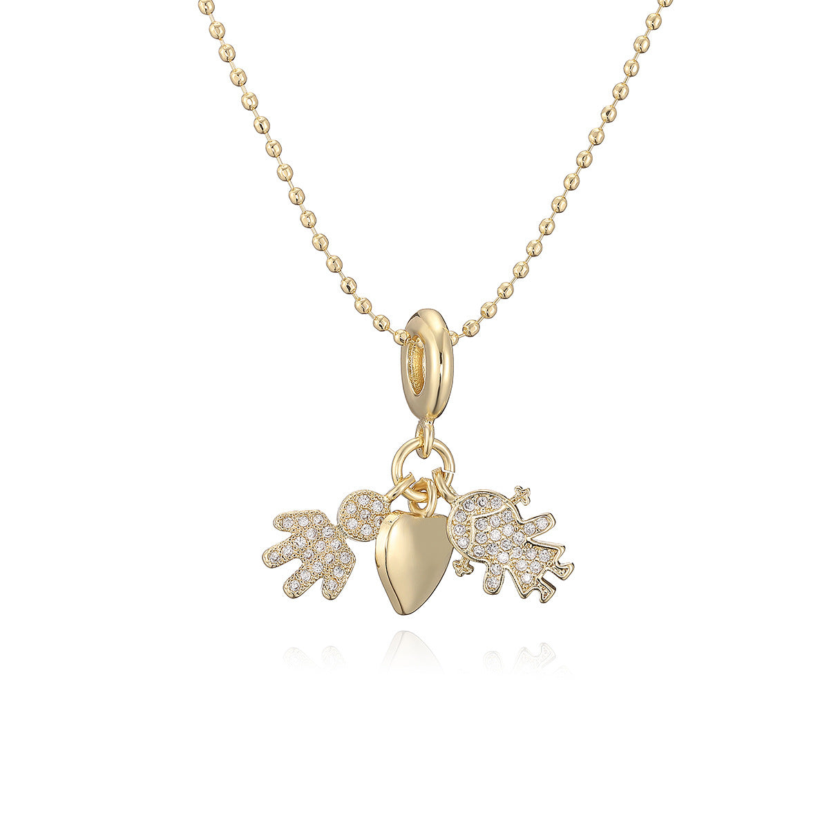 Minimalist 18K Gold Plated Brass Heart Pendant Necklace with Cubic Zirconia for Boys and Girls
