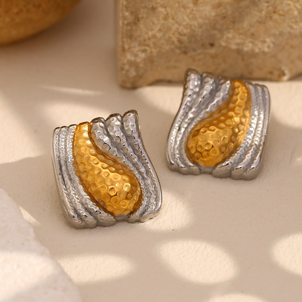 Orecchini geometrici in acciaio inossidabile placcati oro 18 carati da donna