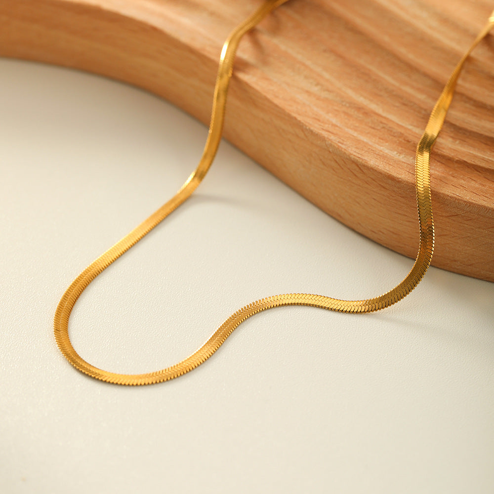 Collana a Catena a Serpente Geometrica Minimalista in Acciaio Inossidabile da Donna con Placcatura Sottovuoto in Oro 18K