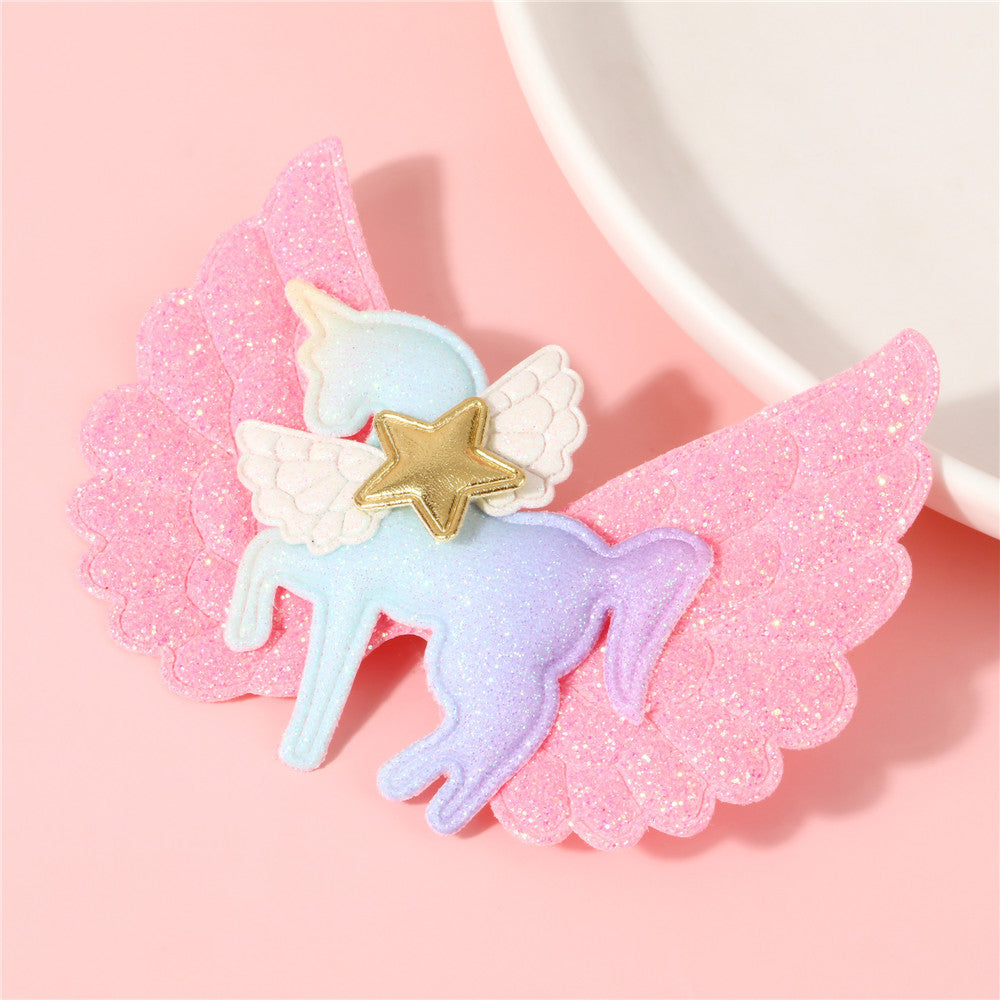 Fermaglio per Capelli a Forma di Unicorno dei Cartoni Animati per Bambini, in Tessuto Morbido, a Becco d'Anatra, Antiscivolo, con Bordo Arrotondato, nei Colori Pastello Macaron
