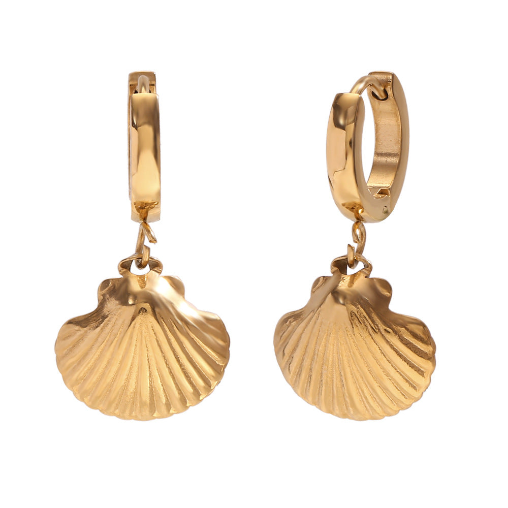 Pendientes Minimalistas de Tortuga, Caballito de Mar y Delfín de Moda en Acero Inoxidable con Baño de Oro de 18K para Mujer
