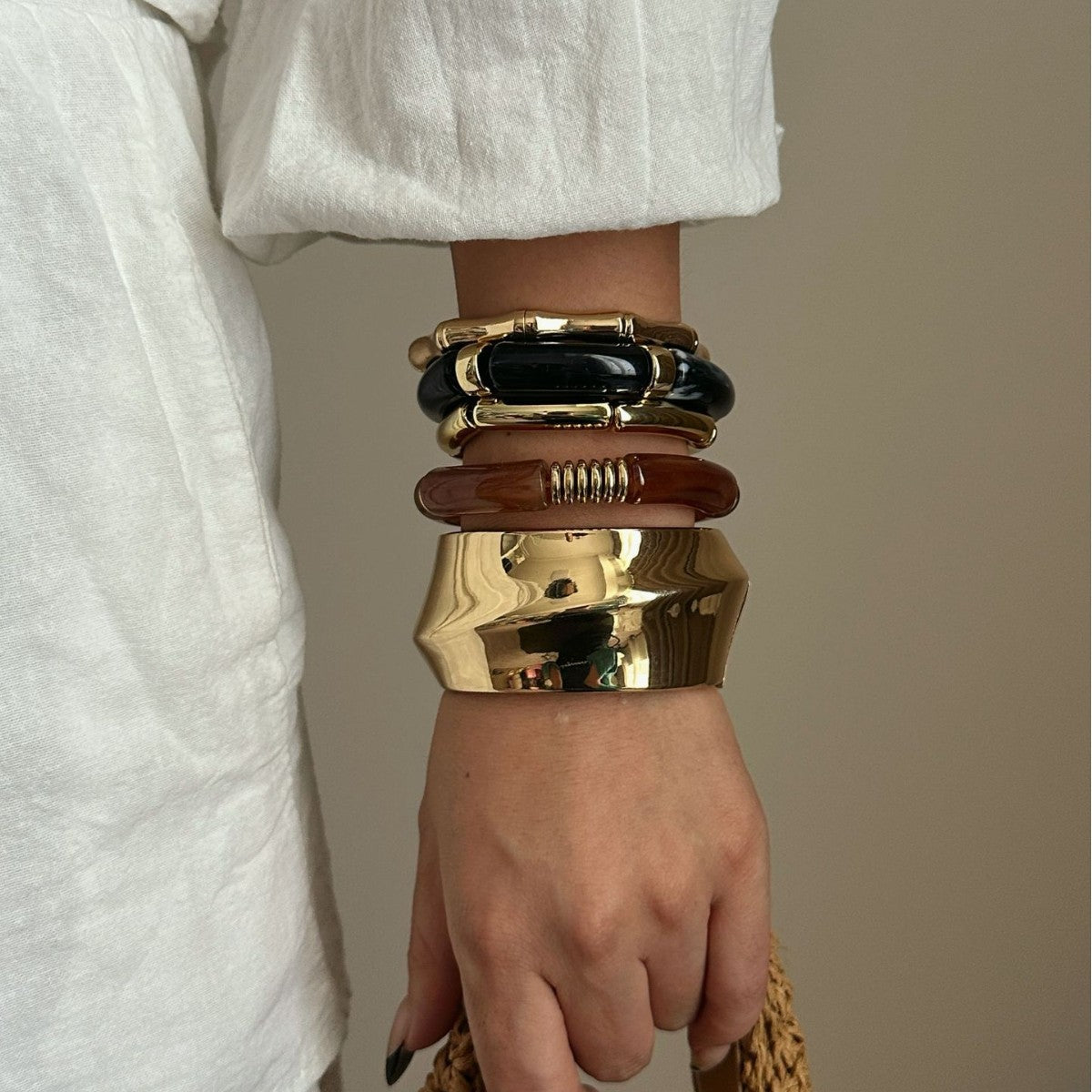 Geometric Alloy Plated Bracelet Set