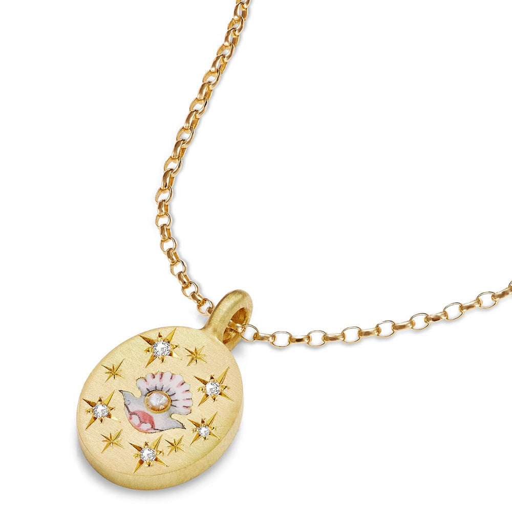 Personalized Floral Heart Pendant Necklace in Stainless Steel with Titanium Steel Pendant and Electroplated Finish
