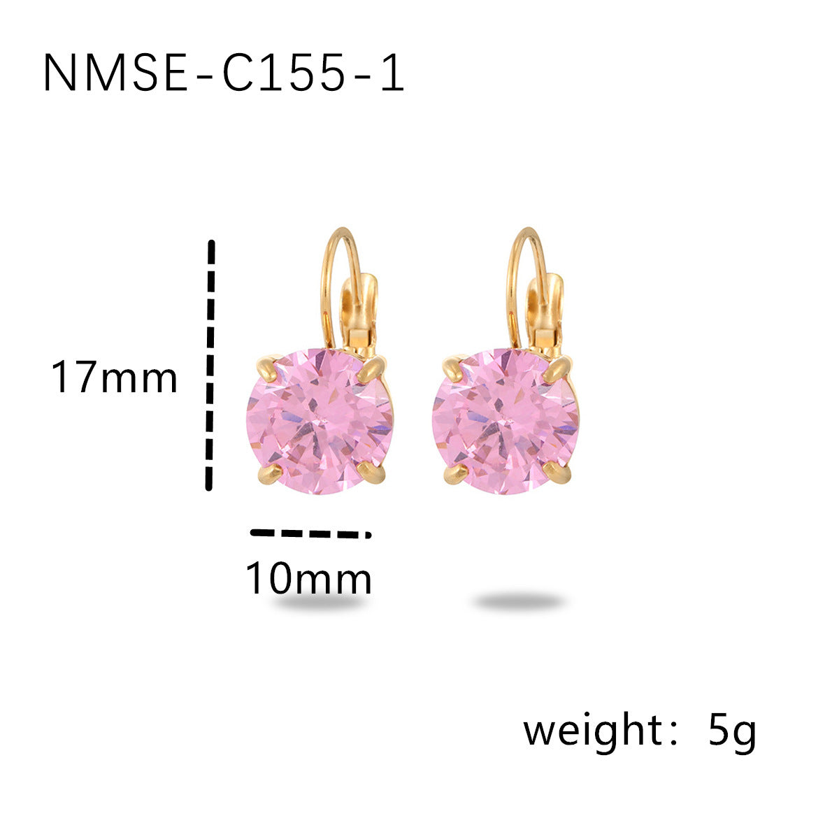 Fashion Minimalist 18K Gold Plated Stainless Steel Geometric Round Single Stone Stud Earrings for Women