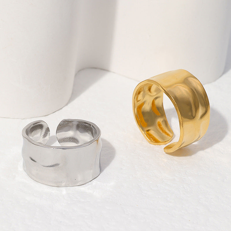 Minimalist Geometric Stainless Steel Open Ring for Women and Men with Plated Finish