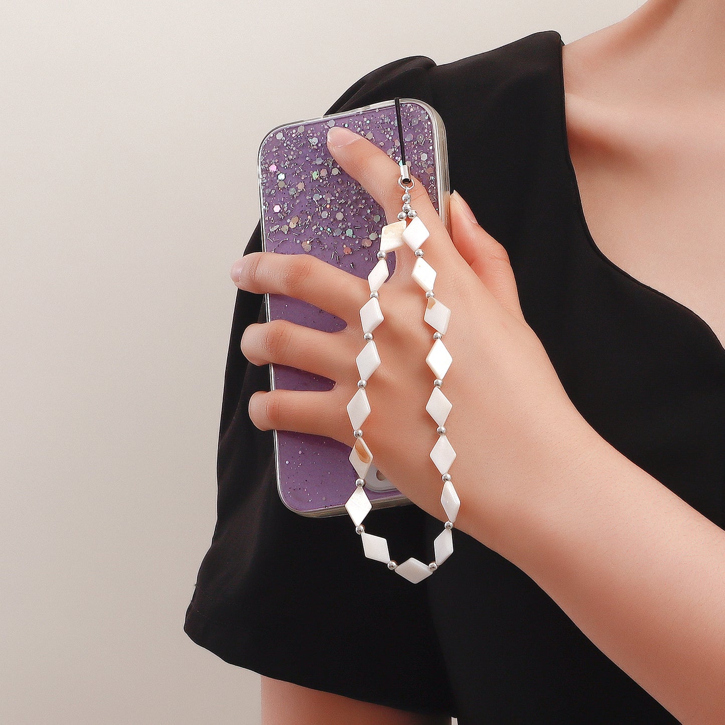 Minimalist White Star Shell Metal Phone Wrist Strap