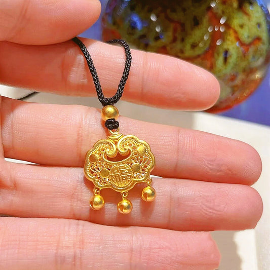 Original Design Irregular Animal Shape Brass Plated Gold Longevity Lock Pendant Necklace for Women and Men