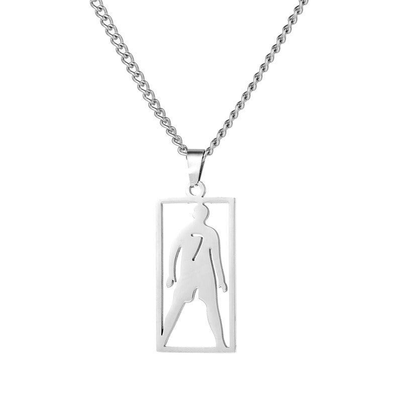Hip-hop Streetwear Polished Titanium Steel Round Geometric Pendant Necklace for Men