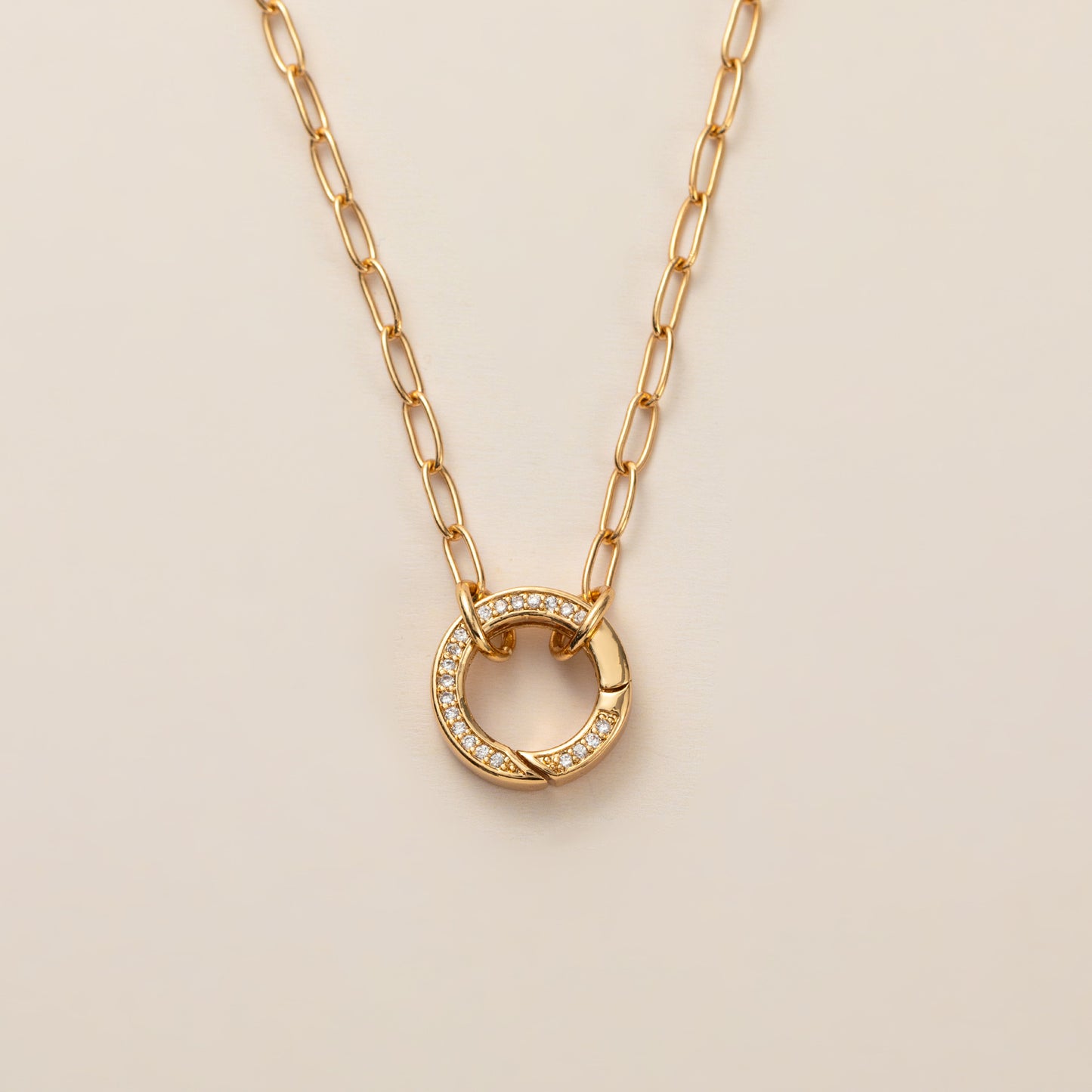 Minimalist Geometric Round Square Brass Plated Pendant Charm Bar with Openable Clasp