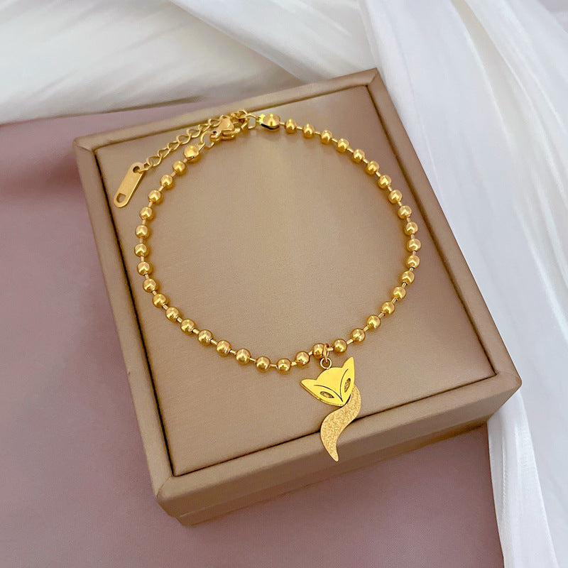 Constellation Moon Star Drop Zircon Bracelet in Titanium Steel with Gold Plating for Women