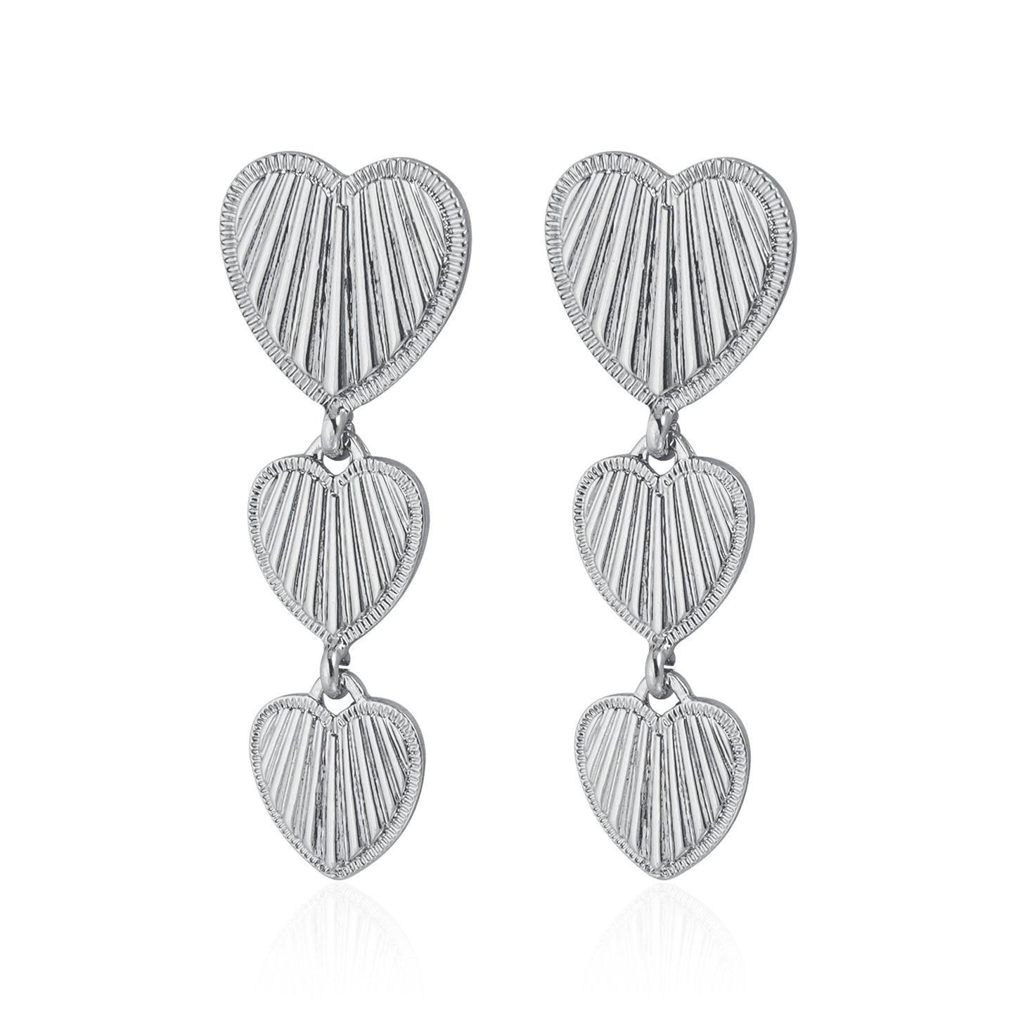 Vintage Geometric Heart Lava Texture Metal Stud Earrings