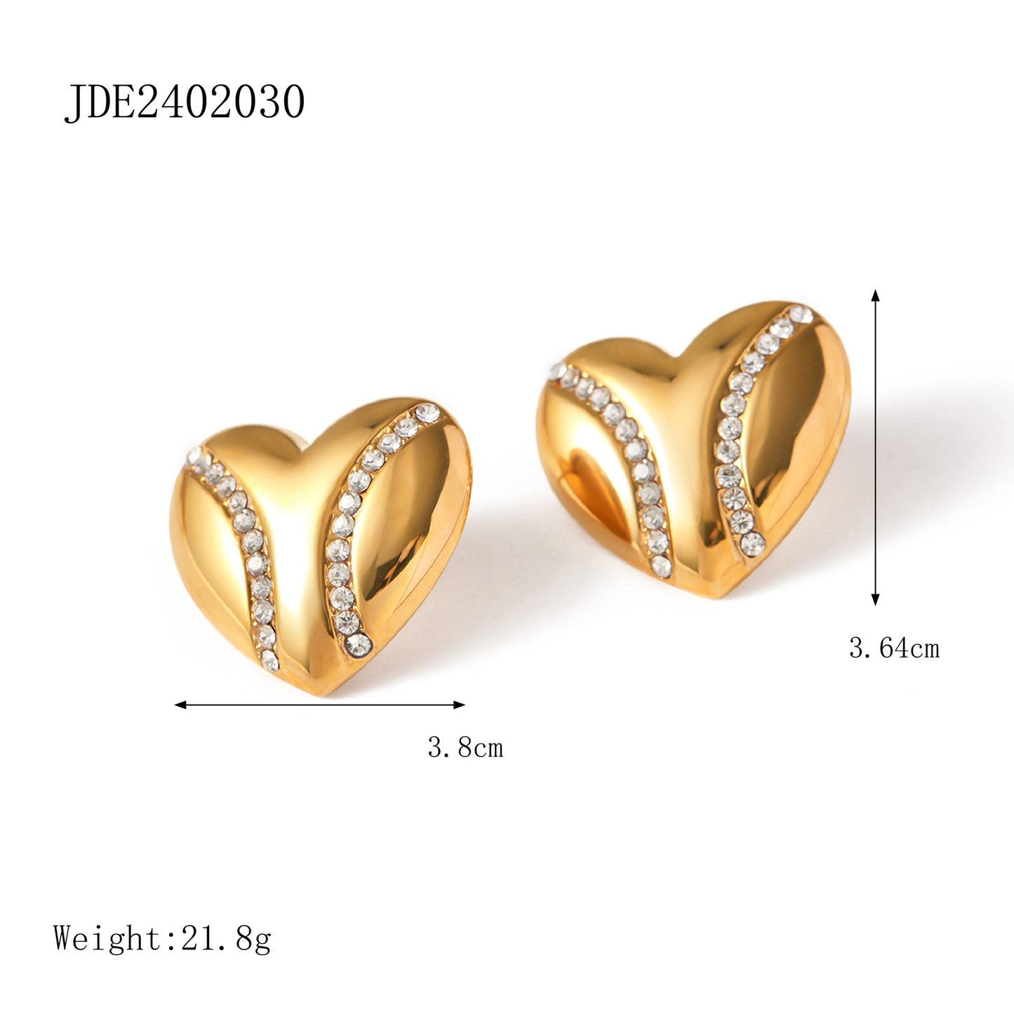 Elegant 18K Gold Plated Heart Stainless Steel Earrings